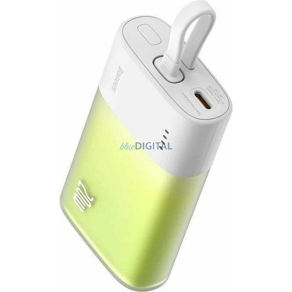 Baseus Popsicle powerbank beépített Lightning kábellel + Type-C - Type-C kábellel 5200mAh 20W 2.4A QC PD - fehér-zöld