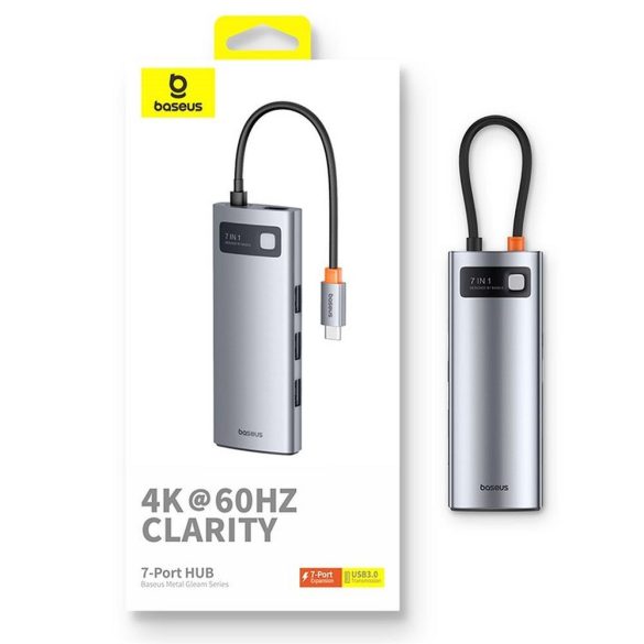 BASEUS HUB Multifunkciós 7in1 Type C 3x USB3.0 / PD / HDMI 4K 60Hz / SD/TF szürke B00030708811-00/BS-OH146