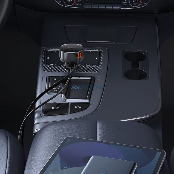 BASEUS autós töltő Enjoyment Pro 55W Type-C + visszahúzható kábel Lightning 8-pin CCTXP-CC / C00057803111-00
