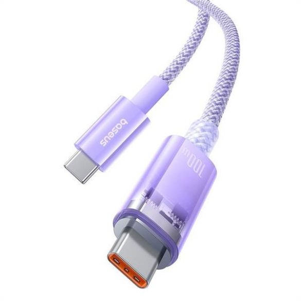 BASEUS kábel Type-C Type-C Explorer gyors töltés 100W 1m lila P10319703221-01 / CB000043