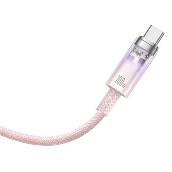 BASEUS kábel Type-C Type-C Explorer gyors töltés 100W 1m baba rózsaszín P10319703411-00 / CB000043