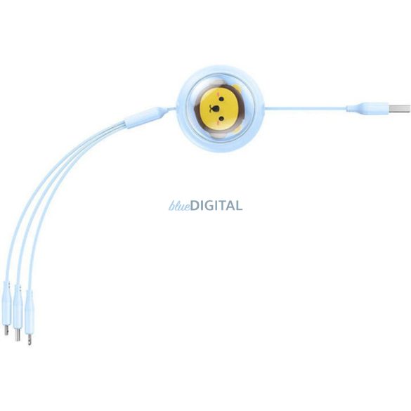 BASEUS visszahúzható kábel USB Micro/Lightning/C 3w1 Leo 1,1m kék CB000063