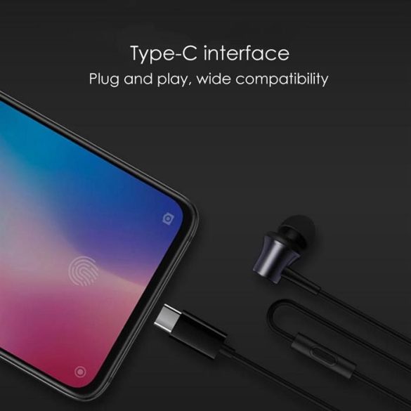 Eredeti sztereó fülhallgató Xiaomi hsej04wm USB-C fekete buborékfólia