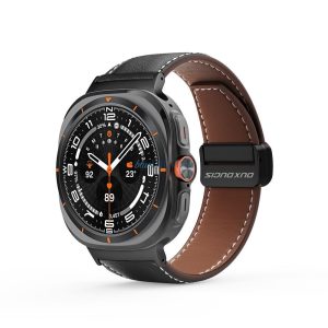 Dux Ducis YA Genuine Leather csereszíj Samsung Galaxy Watch Ultra 47mm - fekete