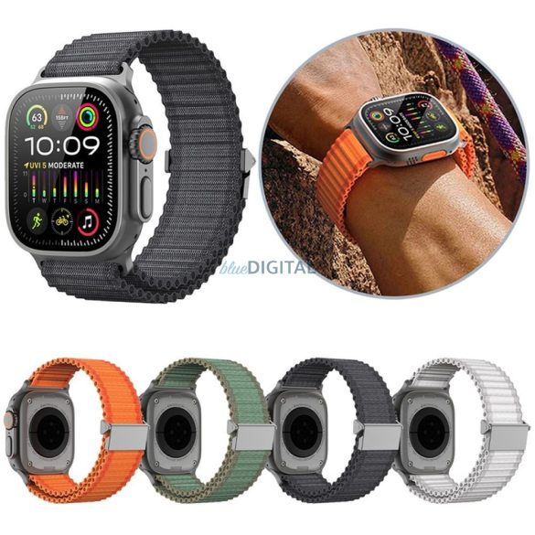 Dux Ducis YC Nylon csereszíj Apple Watch 42 / 44 / 45 / 49 mm - sötétszürke