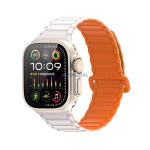 Dux Ducis KJ Nylon csereszíj Apple Watch 42 / 44 / 45 / 49 mm - narancssárga-ezüst színű