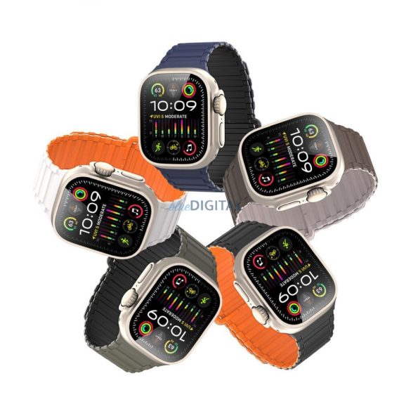 Dux Ducis KJ Nylon csereszíj Apple Watch 42 / 44 / 45 / 49 mm - narancssárga-ezüst színű