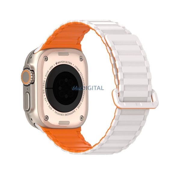 Dux Ducis KJ Nylon csereszíj Apple Watch 42 / 44 / 45 / 49 mm - narancssárga-ezüst színű