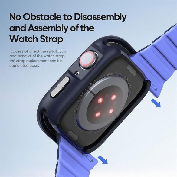 DUX DUCIS Bamo - Kemény PC + Puha szilikon Apple Watch Series 7/8/9 45mm tok éjkékkék/ kék