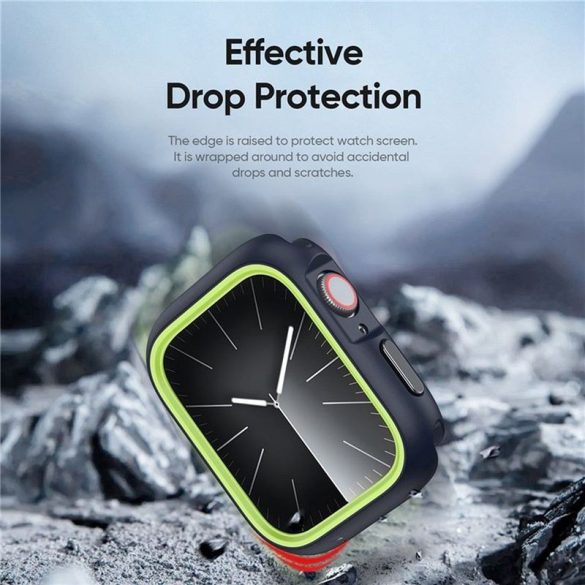 DUX DUCIS Bamo - Kemény PC + Puha szilikon Apple Watch Series 7/8/9 45mm tok éjkék/zöld