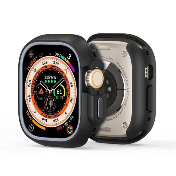 DUX DUCIS Bamo - Kemény PC + Puha szilikon Apple Watch Ultra/Ultra 2 49mm tok éjkék/szürke