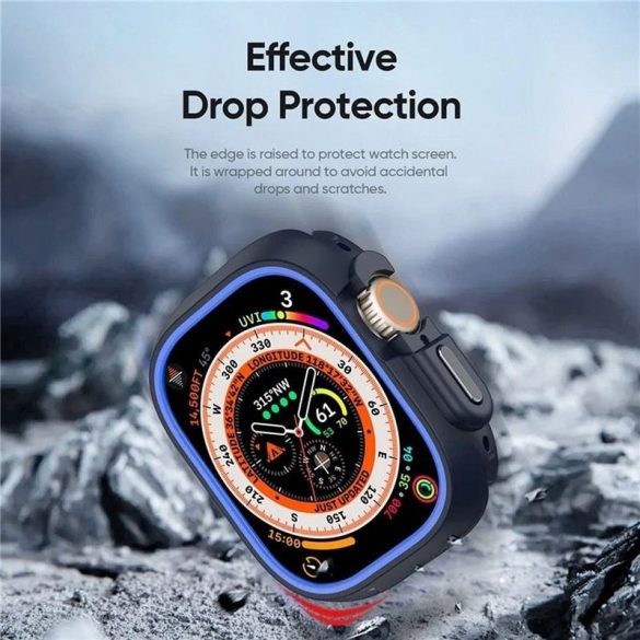 DUX DUCIS Bamo - Kemény PC + puha szilikon Apple Watch Ultra/Ultra 2 49mm tok éjkék/kék