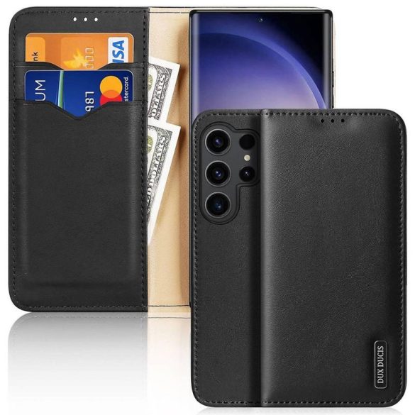 DUX DUCIS Hivo - Bőr pénztárca tok Samsung Galaxy S24 Ultra fekete
