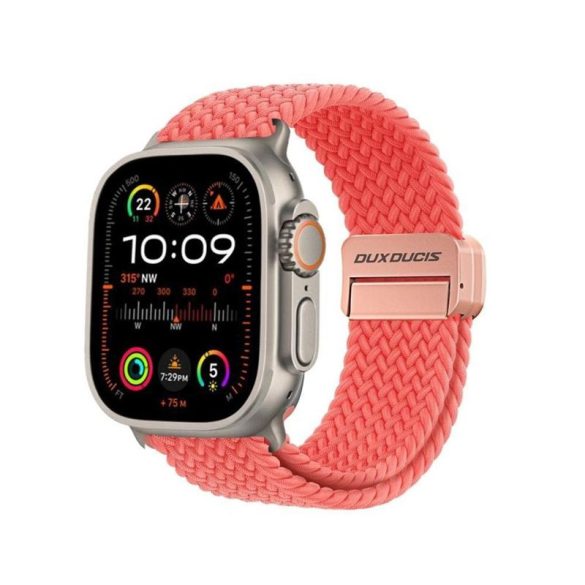 DUX DUCIS Mixture Pro - nyújtható fonott szíj Apple Watch 42/ 44/ 45/ 49mm-es karóra, guava színben