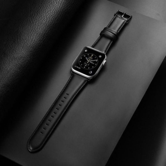 DUX DUCIS YA - valódi bőr szíj Apple Watch 38/ 40/ 41mm fekete