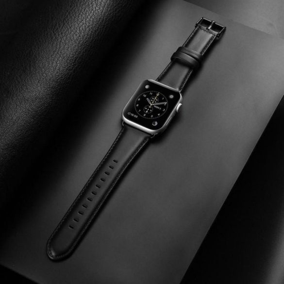DUX DUCIS YA - valódi bőr szíj Apple Watch 42/ 44/ 45/ 49mm fekete