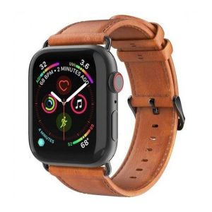 DUX DUCIS YA - valódi bőr szíj Apple Watch 42/ 44/ 45/ 49mm barna színben