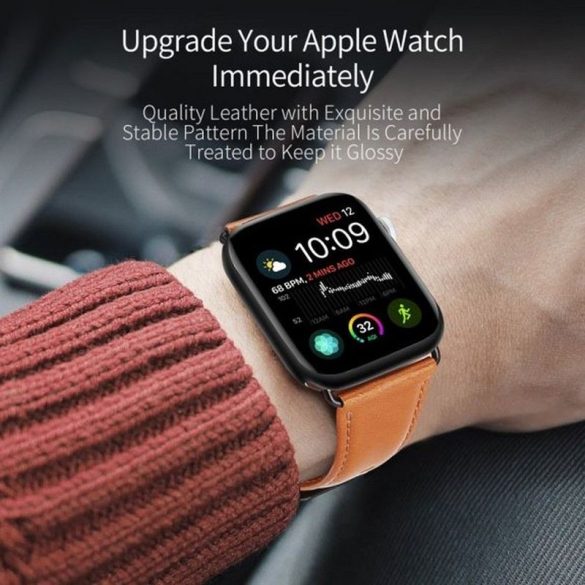 DUX DUCIS YA - valódi bőr szíj Apple Watch 42/ 44/ 45/ 49mm barna színben