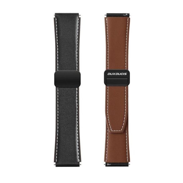 DUX DUCIS YA - valódi bőr szíj Samsung Galaxy Watch / Huawei Watch / Honor Watch (20mm-es szíj) fekete