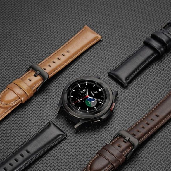 DUX DUCIS YA - valódi bőr szíj Samsung Galaxy Watch / Huawei Watch / Honor Watch (20mm-es szíj) barna