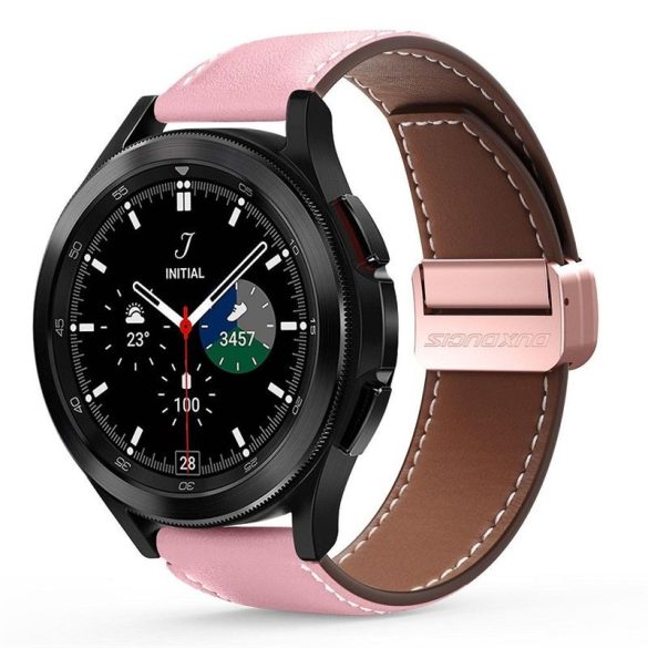 DUX DUCIS YA - valódi bőr szíj Samsung Galaxy Watch / Huawei Watch / Honor Watch (20mm-es szíj) rózsaszínű