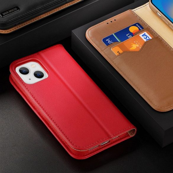 DUX DUCIS Hivo - Bőr tok pénztárcával Apple iPhone 15 czerwone