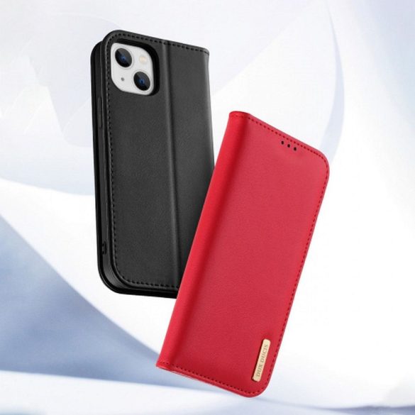 DUX DUCIS Hivo - Bőr tok pénztárcával Apple iPhone 15 Plus czerwone