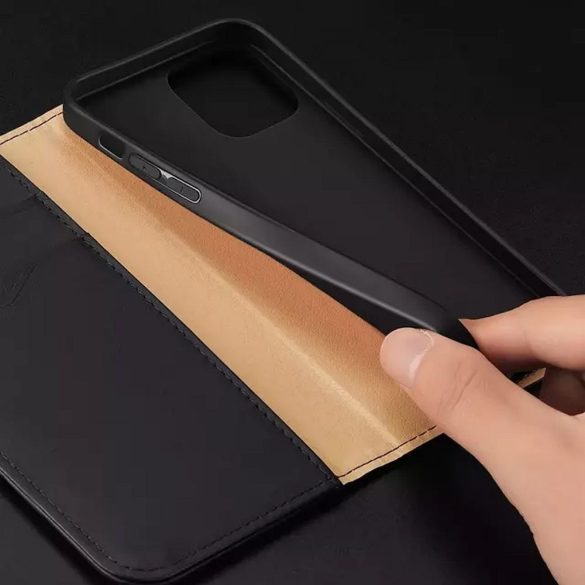 DUX DUCIS Hivo - Bőr tok pénztárcával Apple iPhone 15 Pro fekete