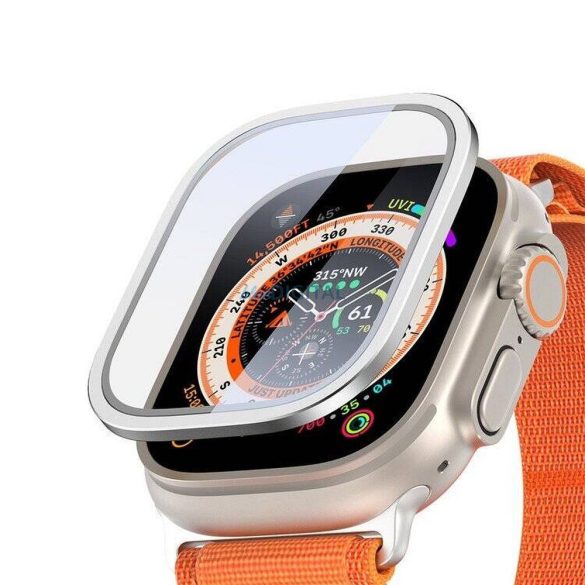 DUX DUCIS Flas - Edzett üveg keret Apple Watch Ultra/Ultra 2 49mm ezüst tok