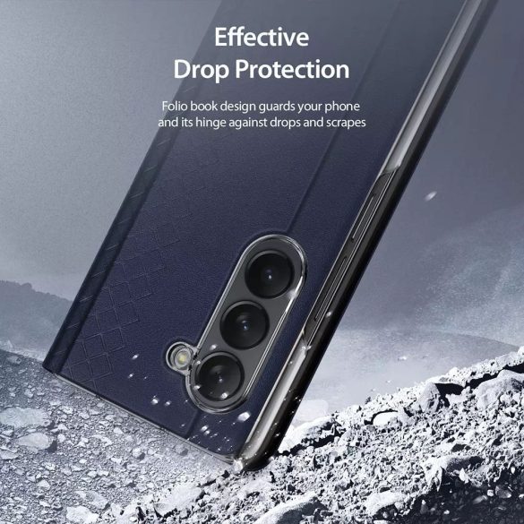 DUX DUCIS Bril - PU bőr tok Samsung Galaxy Z Fold5 5G kék