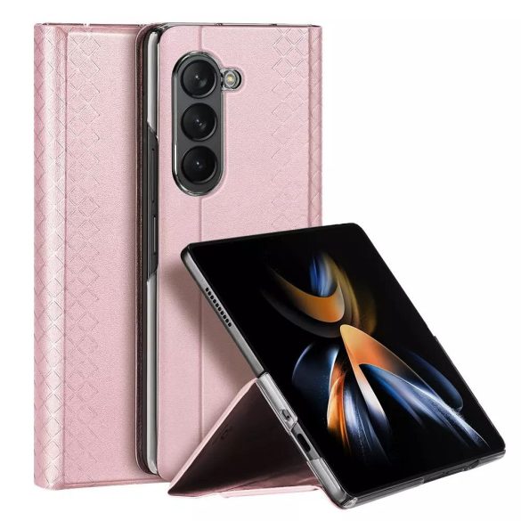 DUX DUCIS Bril - PU bőr tok Samsung Galaxy Z Fold5 5G rózsaszínű