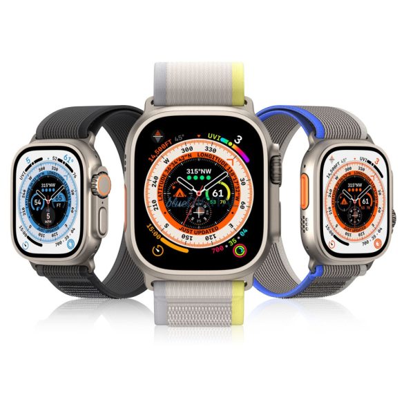 DUX DUCIS YJ - szövött nejlon szíj Apple Watch 42/44/45/49mm Fekete/szürke