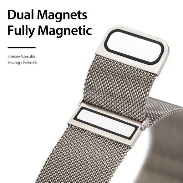DUX DUCIS Milanese - rozsdamentes acél mágneses szíj Apple Watch 38/40/41mm platina