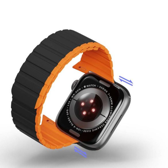 DUX DUCIS LD szilikon szíj Apple Watch 42/44/45mm fekete/narancssárga