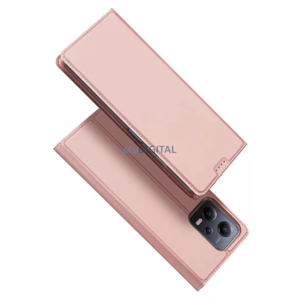 DUX DUCIS könyvtok SKIN PRO REDMI NOTE 12 5G-hez rózsaszín