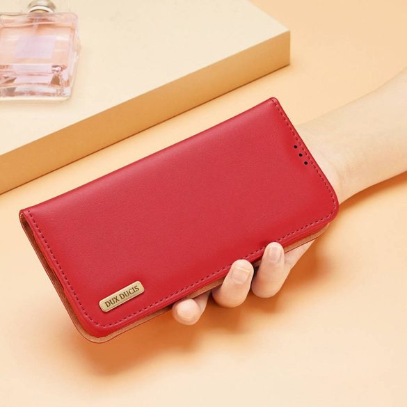 DUX DUCIS Hivo - Bőr tok pénztárcával Samsung Galaxy S23 piros