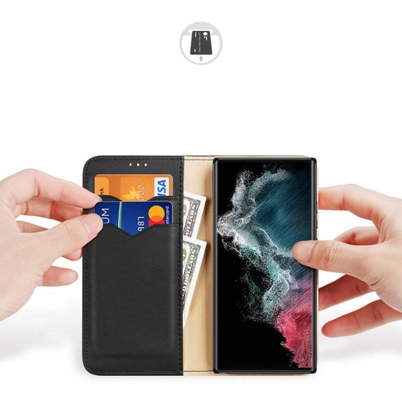 DUX DUCIS Hivo - Bőr tok pénztárcával Samsung Galaxy S23 Ultrafekete