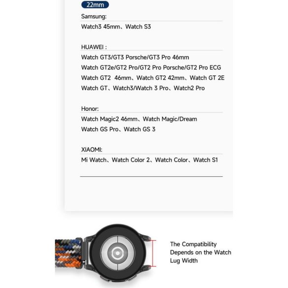 DUX DUCIS Mixture II - nyújtható fonott szíj Samsung Galaxy Watch / Huawei Watch / Honor Watch / Xiaomi Watch (22mm szalag) terepszínű