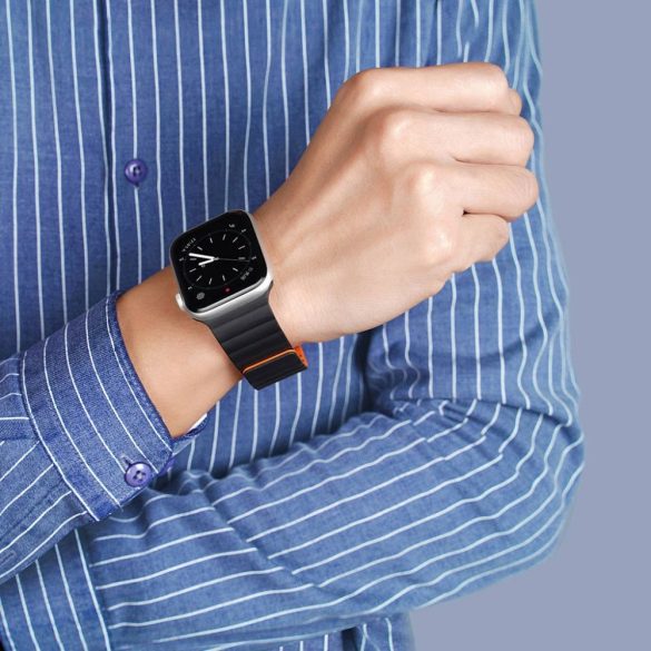 DUX DUCIS Chain - mágneses szilikon szíj Apple Watch 49mm fekete