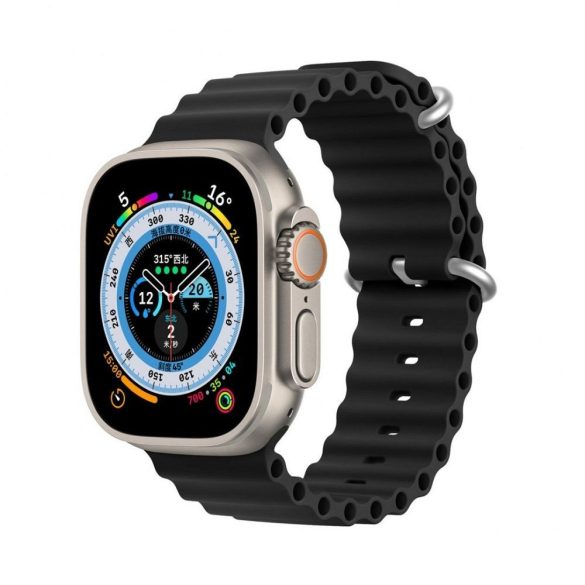 DUX DUCIS Ocean Wave - sport szilikon szíj Apple Watch 38/40/41mm fekete