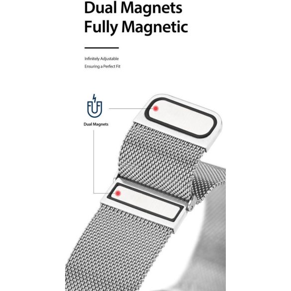 DUX DUCIS Milanese - rozsdamentes acél mágneses szíj Apple Watch 38/40/41mm szürke