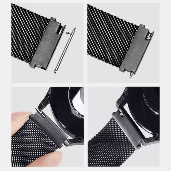 DUX DUCIS Milanese - rozsdamentes acél mágneses szíj Samsung Galaxy Watch / Huawei Watch / Honor Watch (20mm-es szíj) fekete
