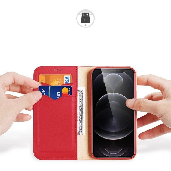 DUX DUCIS Hivo - Bőr tok pénztárcával Apple iPhone 13 Pro Max czerwone