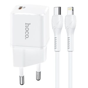 HOCO Type-C utazó töltő + kábel iPhone Lightning 8-tűs tápegységhez 20W Starter N10 fehér