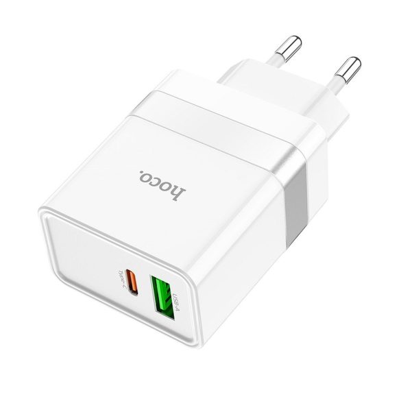 HOCO Type-C + USB QC3.0 Power Delivery 30W Starter N21 fehér HOCO utazási töltő