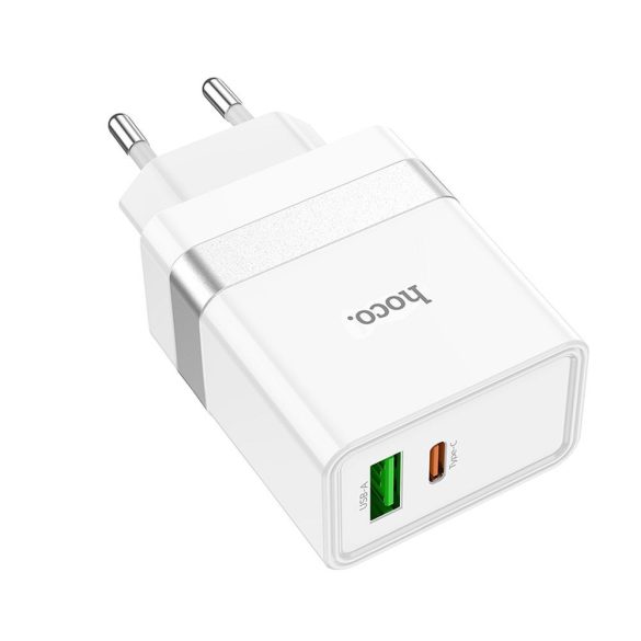 HOCO Type-C + USB QC3.0 Power Delivery 30W Starter N21 fehér HOCO utazási töltő