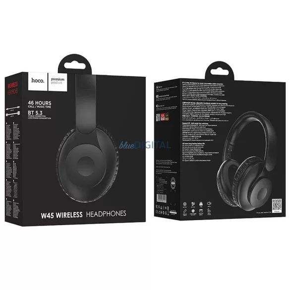 Hoco W45 Bluetooth vezeték nélküli fejhallgató - fekete