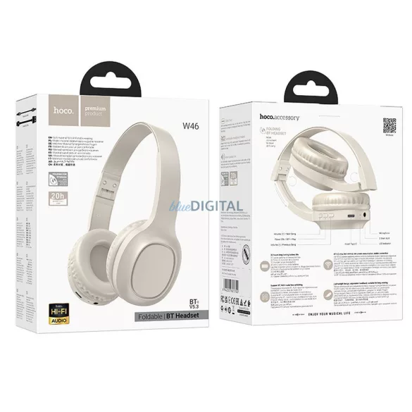 Hoco W46 Bluetooth vezeték nélküli fejhallgató - fehér