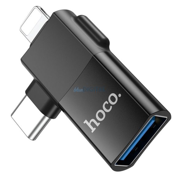 Hoco UA17 adapter Type-C/Lightning - USB-A OTG - fekete