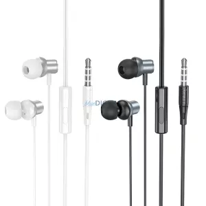 HOCO drót fülhallgató 3,5 mm-es jack mikrofonnal M110 fém szürke